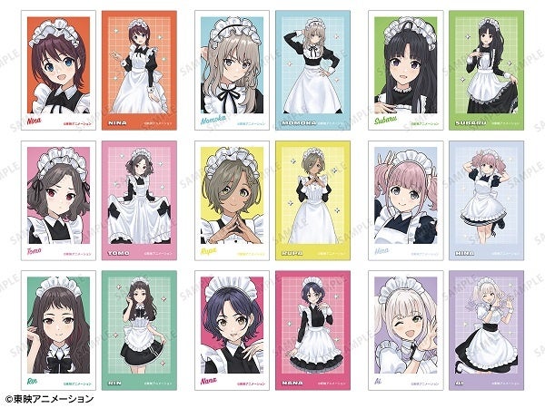 A set of two maid-style instant camera-style illustration cards