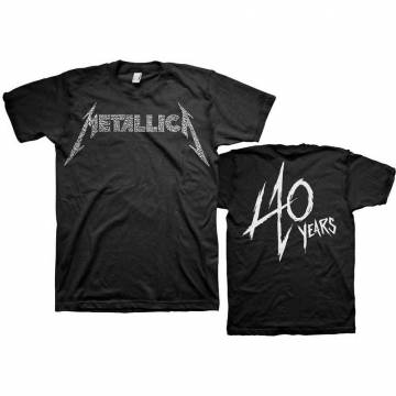 METALLICA Band T-Shirt Unisex: 40th Anniversary Songs Logo (Back Print) - BLACK